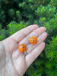 Basketball Wood Bead Hoop Earrings