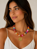 Multi-Color Beaded Necklace with Removable Pendant Option