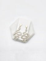 Ivory Acrylic Snake Earrings