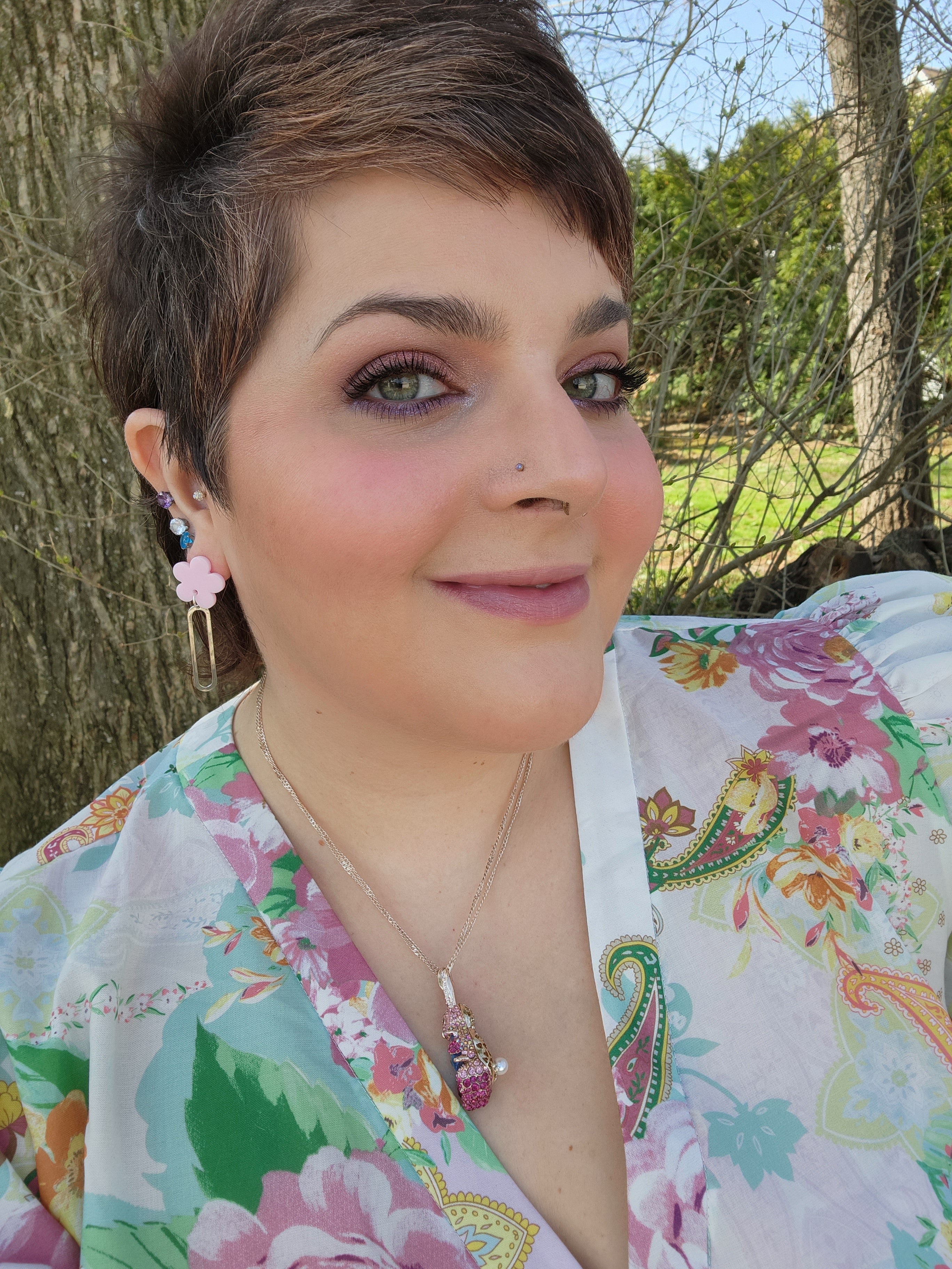 Purple Blossom Loop Earrings