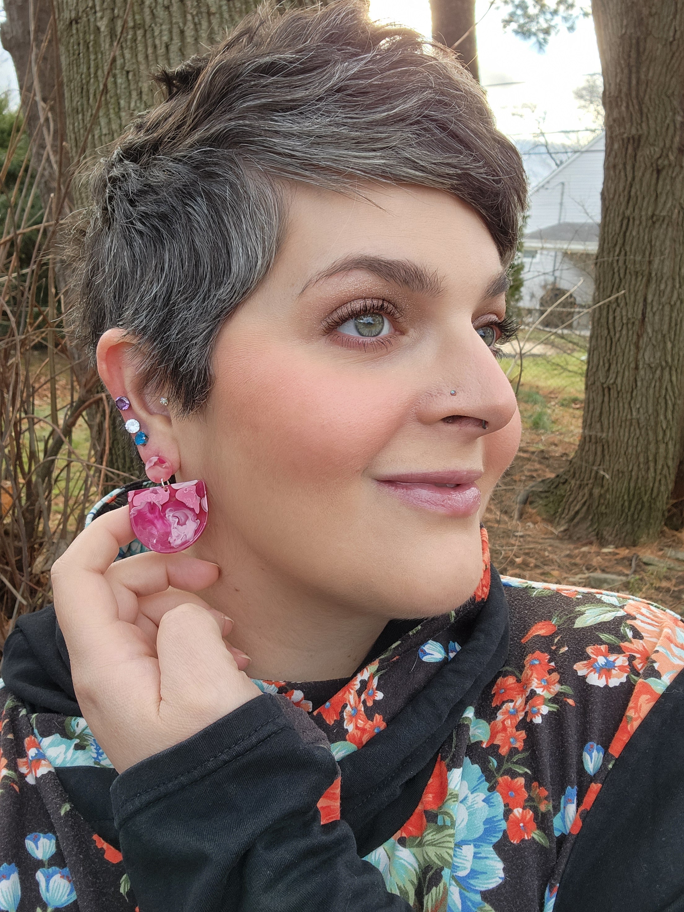 Pink Swirl Deco Acrylic Earrings