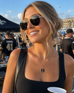 Black Gold Football Necklace Stainless Steel Saints Steelers