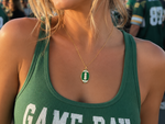 Green White Football Necklace Stainless Steel Lawrence Free State Jets Eagles