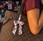 Football Pattern Leather Bow Purse Bag Charm