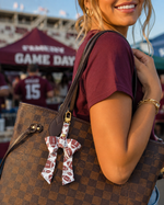 Football Pattern Leather Bow Purse Bag Charm