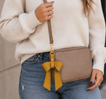 Mustard Yellow Leather Bow Purse Bag Charm
