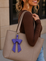 Purple Embossed Leather Bow Purse Bag Charm