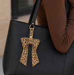 Cheetah Leather Bow Purse Bag Charm