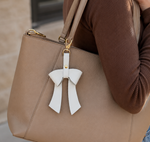 White Leather Bow Purse Bag Charm