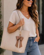 Brown Leather Bow Purse Bag Charm