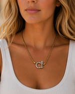 Mixed Metal Silver Gold Stainless Steel Buckle Necklace