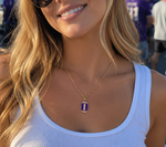 Purple Yellow Football Necklace Stainless Steel Vikings LSU