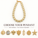 Ivory Beaded Necklace with Removable Pendant Option