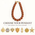 Camel Brown Beaded Necklace with Removable Pendant Option