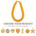 Mustard Yellow Beaded Necklace with Removable Pendant Option