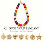 Multi-Color Beaded Necklace with Removable Pendant Option