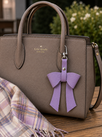Lilac Leather Bow Purse Bag Charm