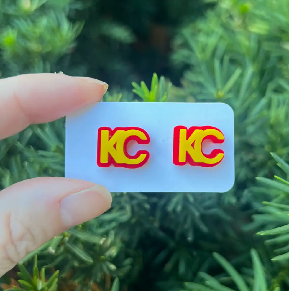 KC Red Yellow Acrylic Stud Earrings