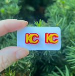 KC Red Yellow Acrylic Stud Earrings