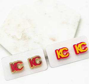 KC Red Yellow Acrylic Stud Earrings