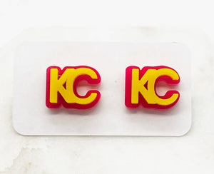 KC Red Yellow Acrylic Stud Earrings