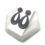 Black and Wood Teardrop Earrings