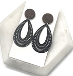 Black and Wood Teardrop Earrings