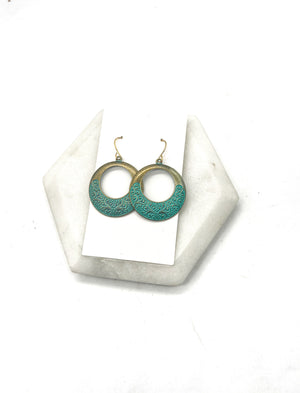 Patina Turquoise Circle Cutout Earrings