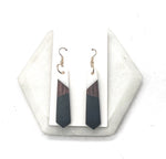 Black White Wood Resin Pixie Earrings