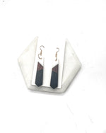 Black White Wood Resin Pixie Earrings