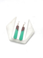 Green Wood Resin Pixie Earrings