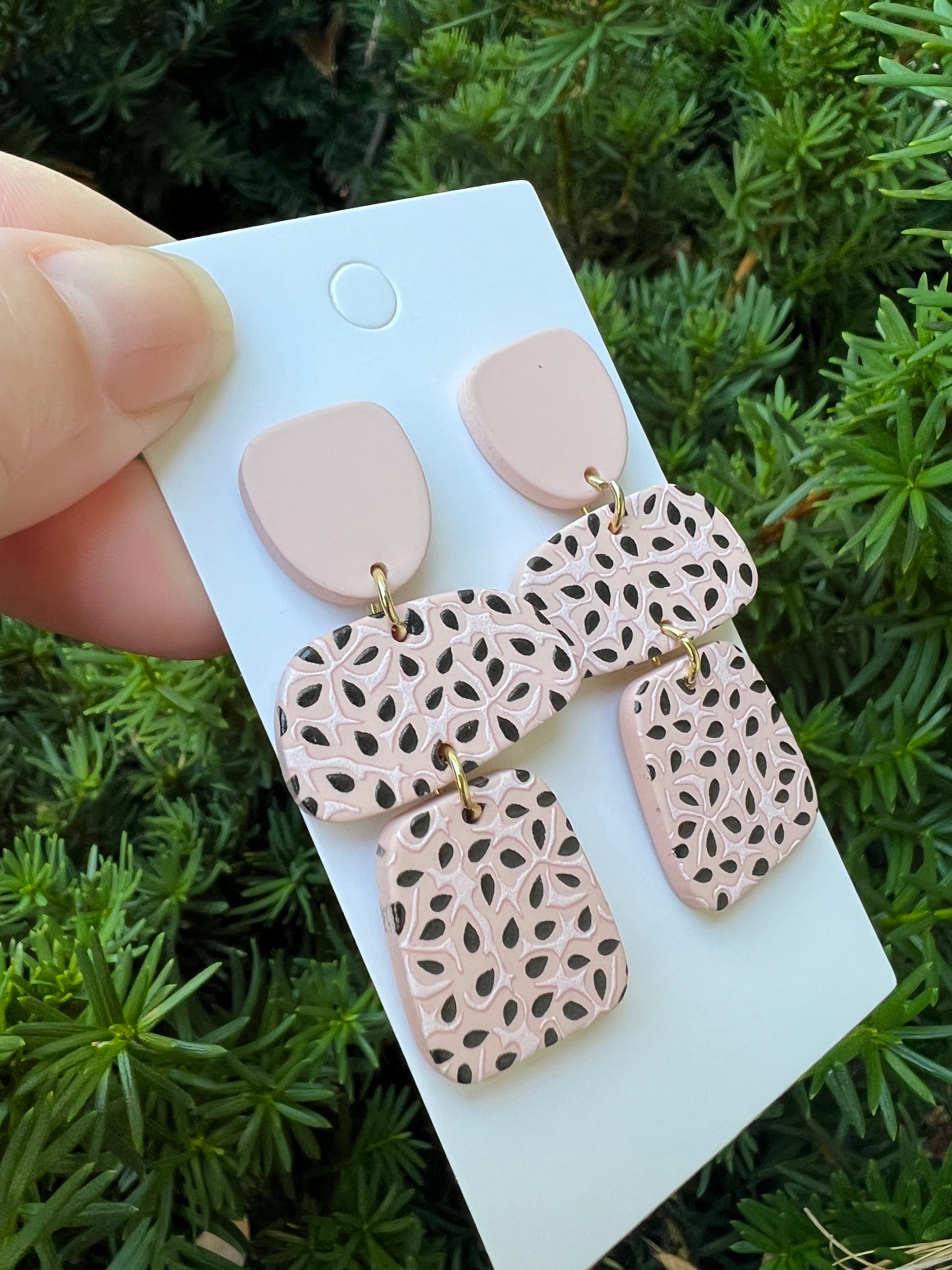 Blush Spotted Stacked Acrylic Earrings