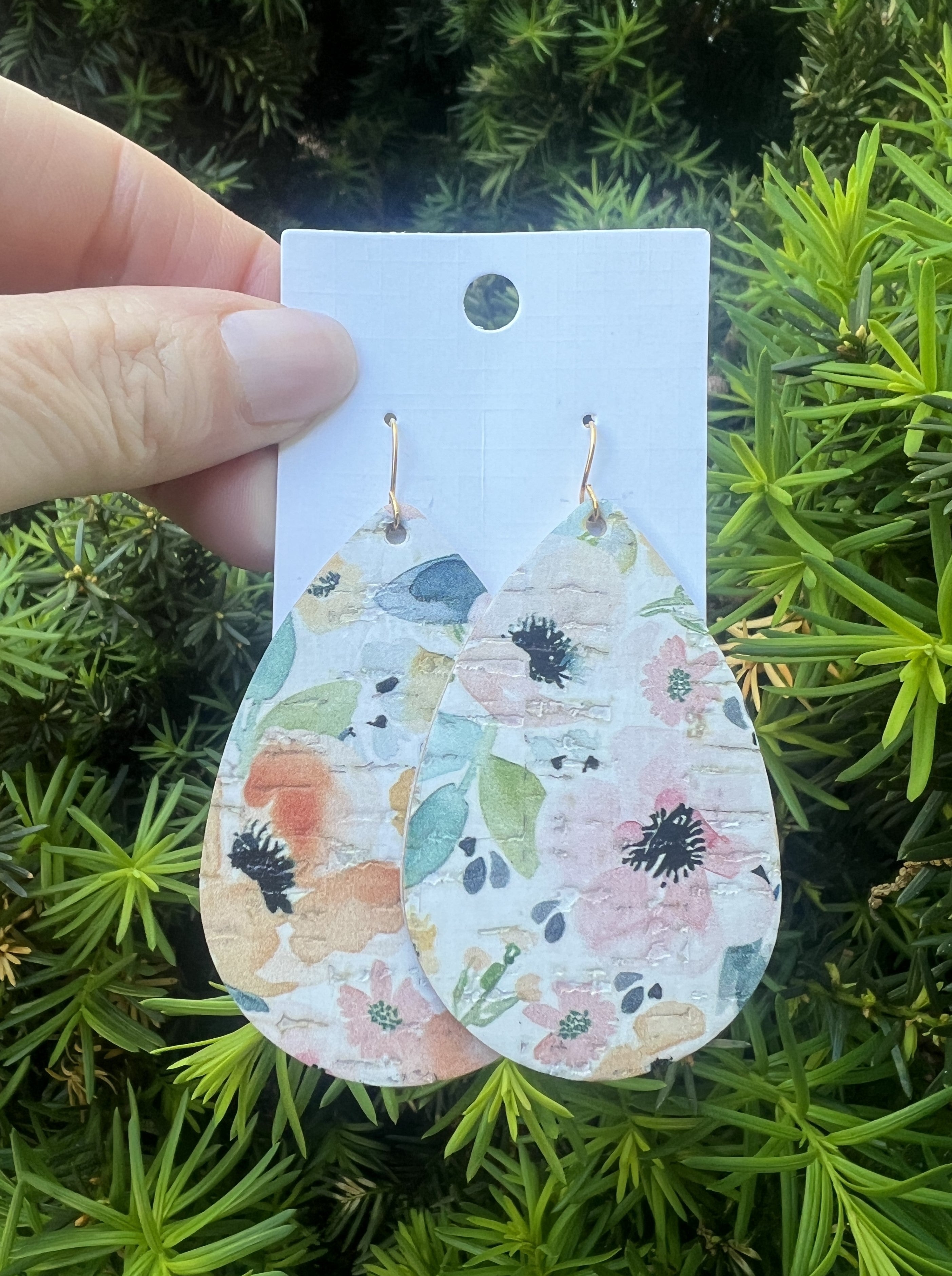 Garden Party Corkleather Teardrop Earrings