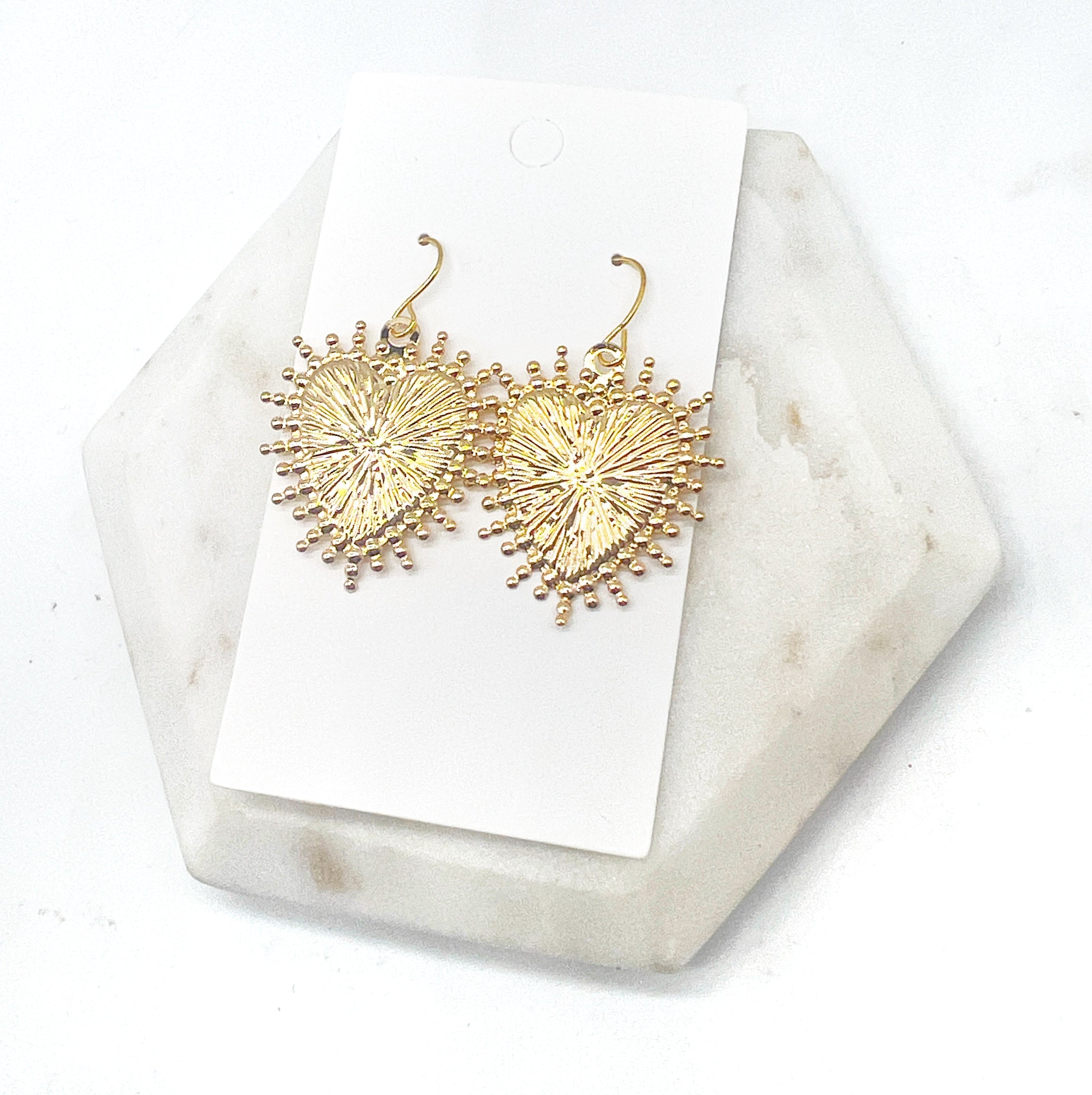 Gold Heart Spike Earrings