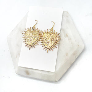 Gold Heart Spike Earrings