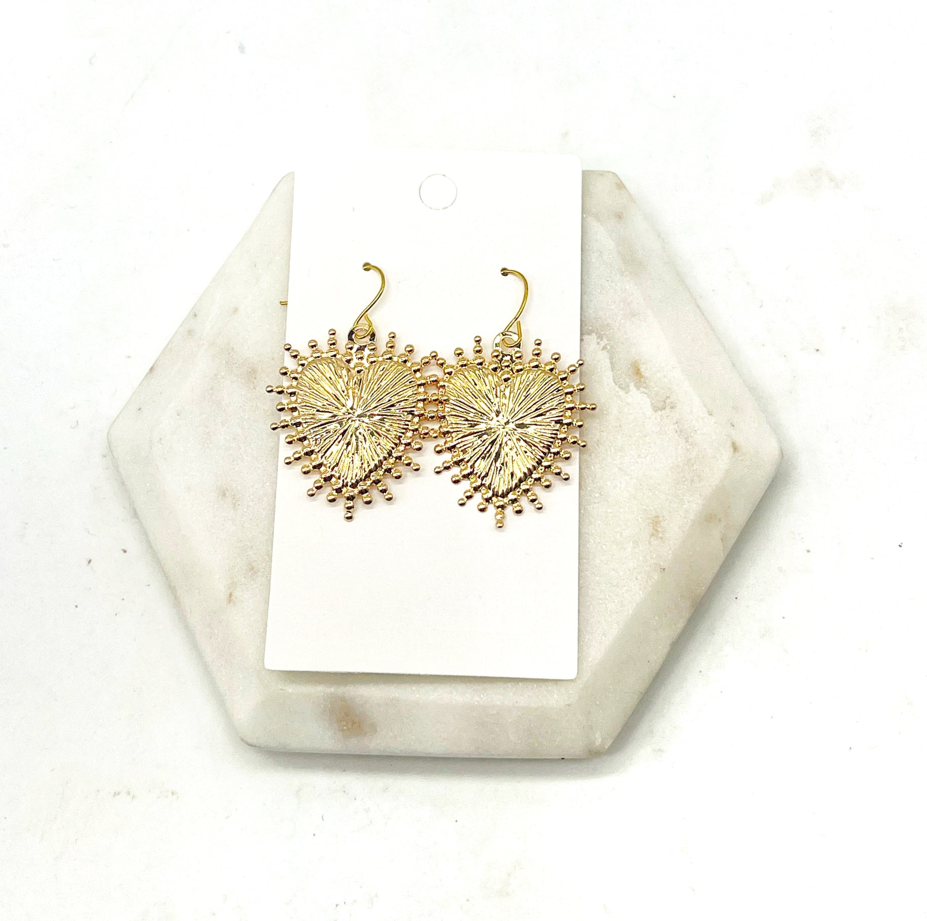 Gold Heart Spike Earrings