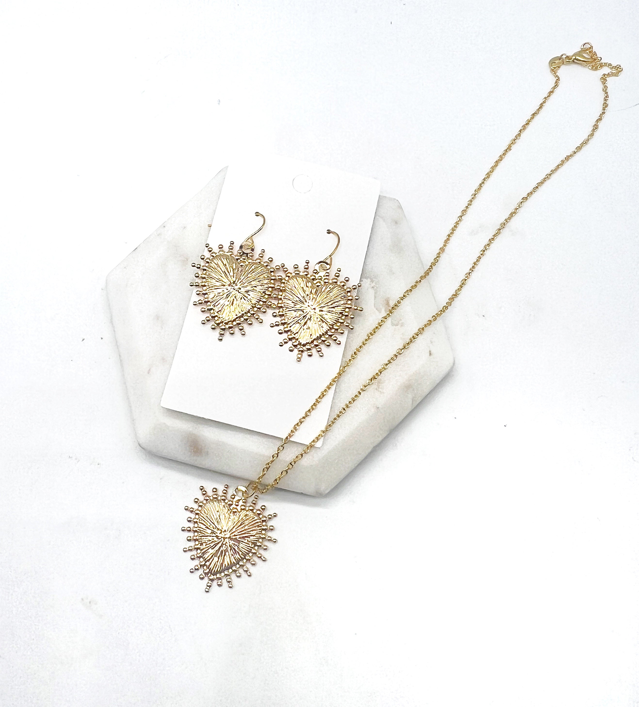 Gold Heart Spike Earrings