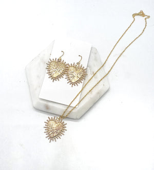 Gold Heart Spike Earrings