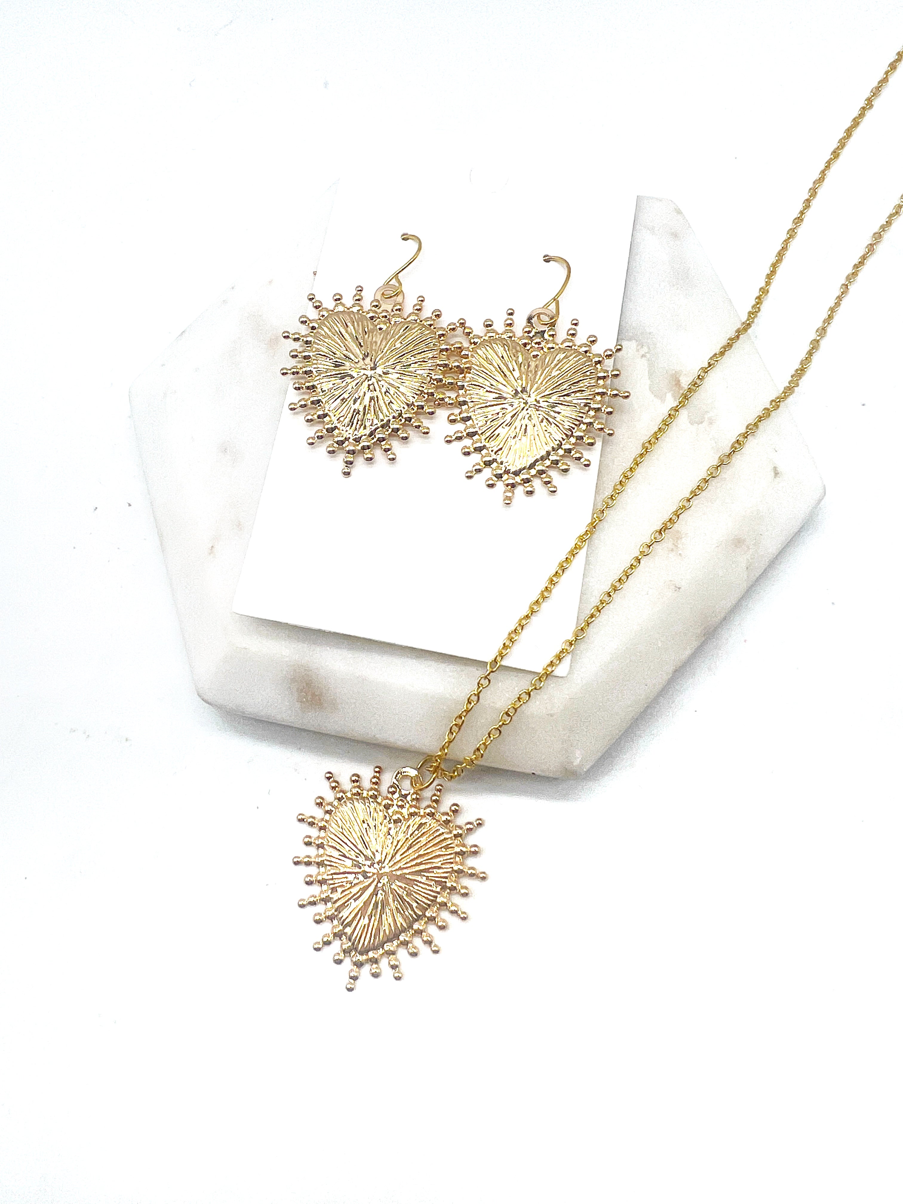 Gold Heart Spike Necklace