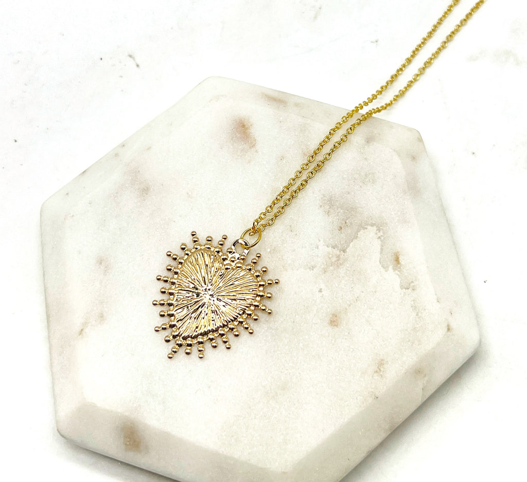 Gold Heart Spike Necklace