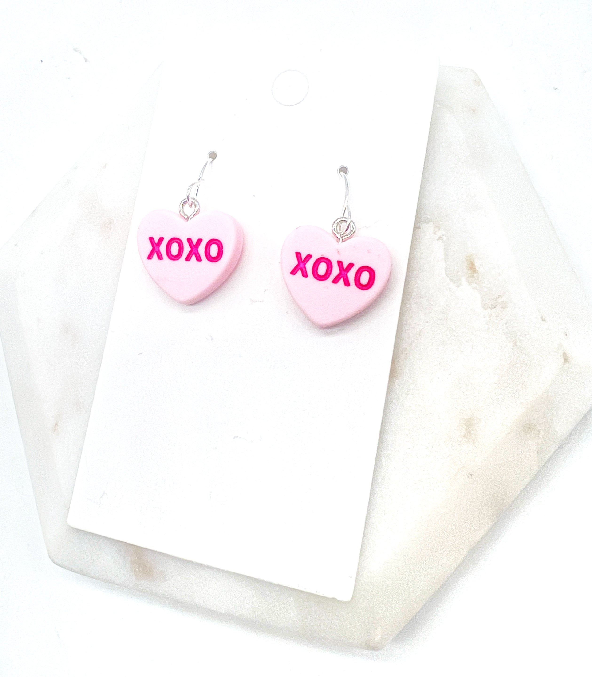 Pink XOXO Conversation Heart Earrings