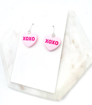 Pink XOXO Conversation Heart Earrings