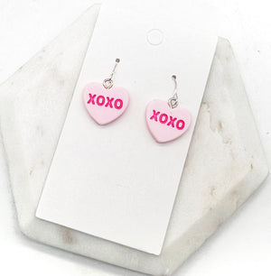 Pink XOXO Conversation Heart Earrings