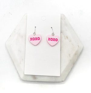 Pink XOXO Conversation Heart Earrings