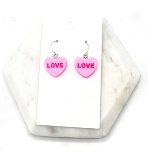 Hot Pink Love Conversation Heart Earrings