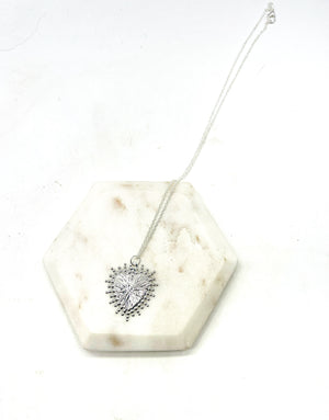 Silver Heart Spike Necklace