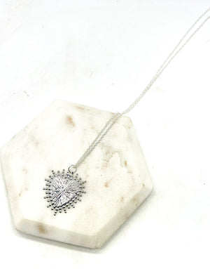 Silver Heart Spike Necklace