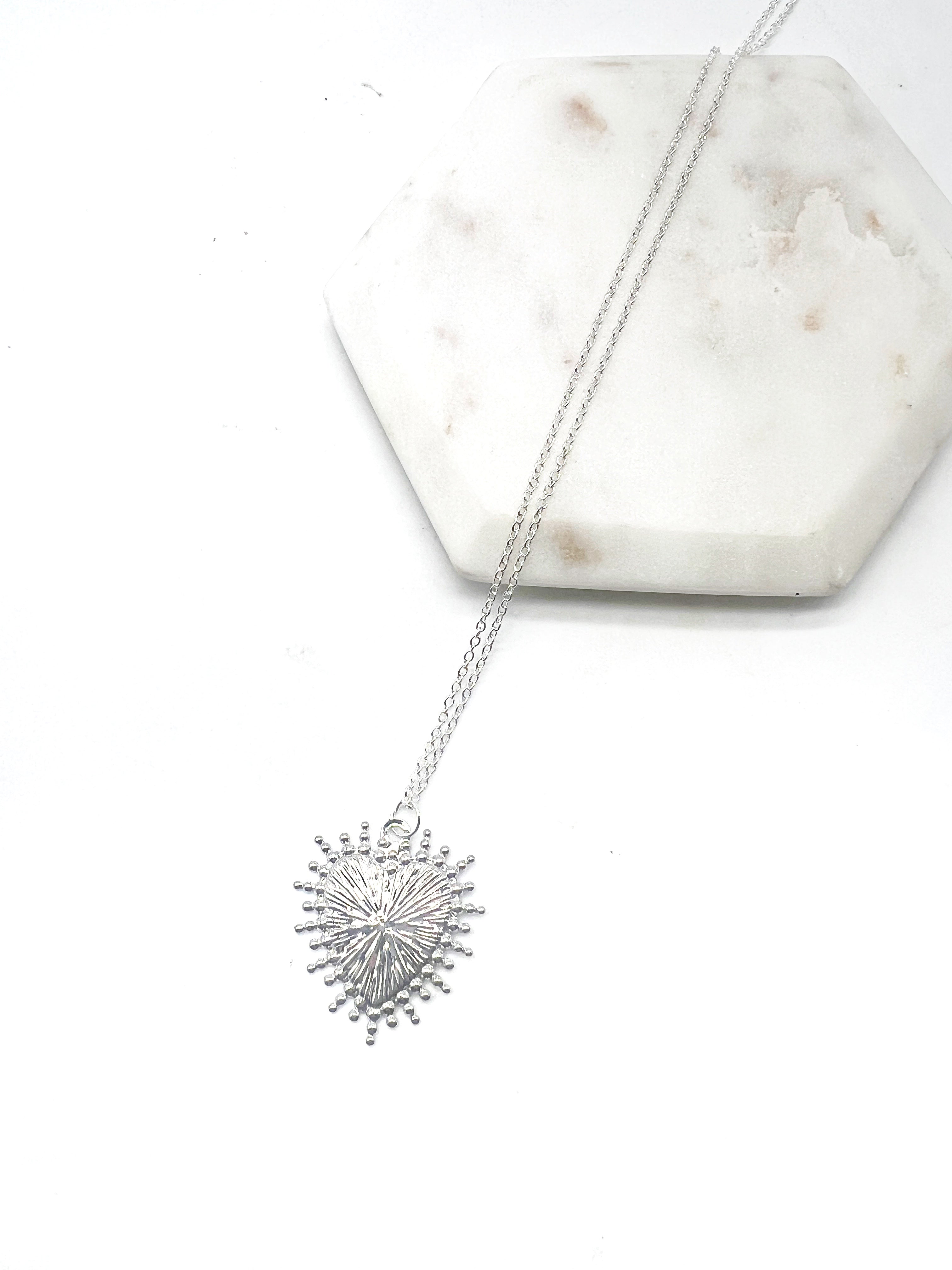 Silver Heart Spike Necklace