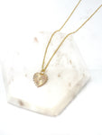 Gold Spike CZ Heart Necklace