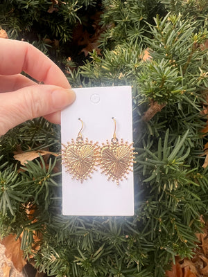 Gold Heart Spike Earrings